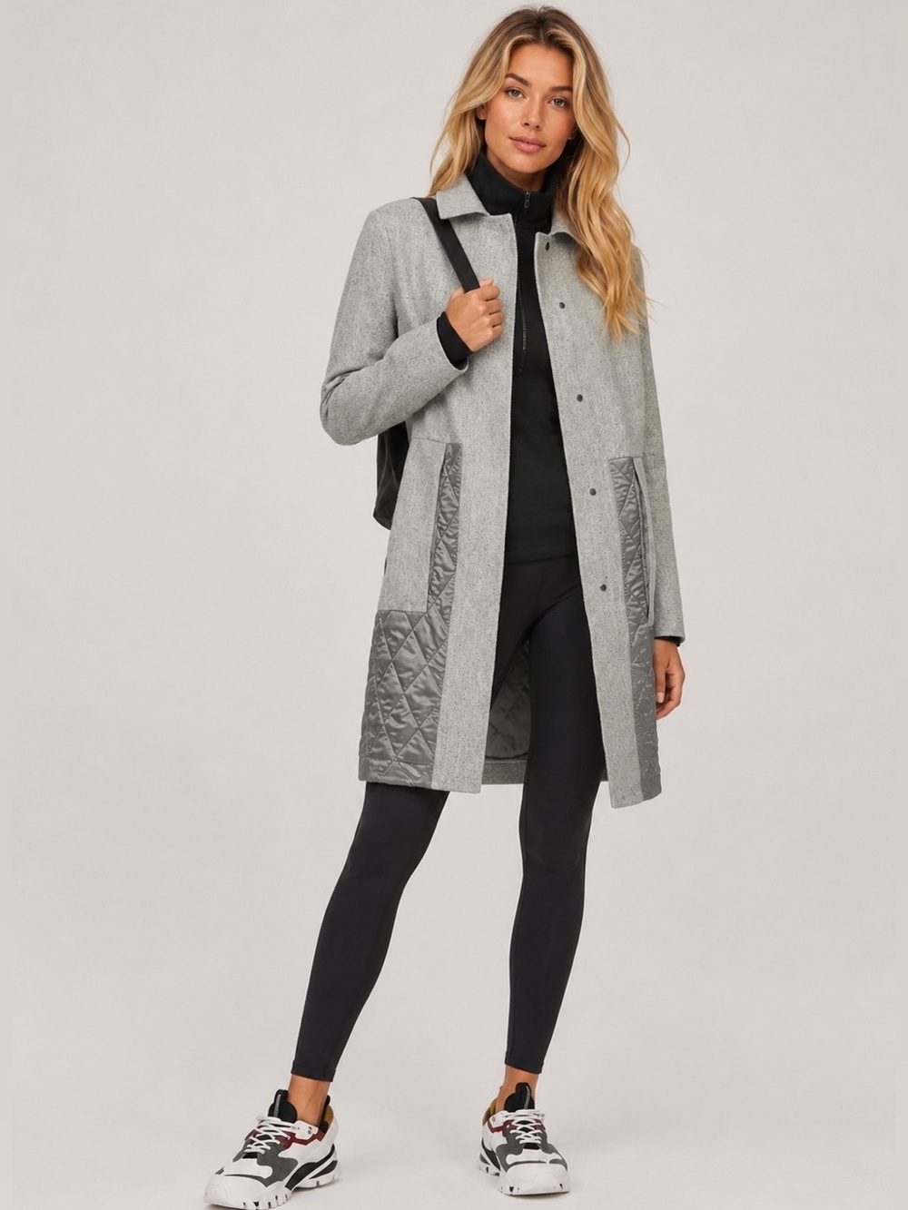 Lululemon Roam Far Wool Coat Size 4 Heathered Silver Graphite Steam Quilted
